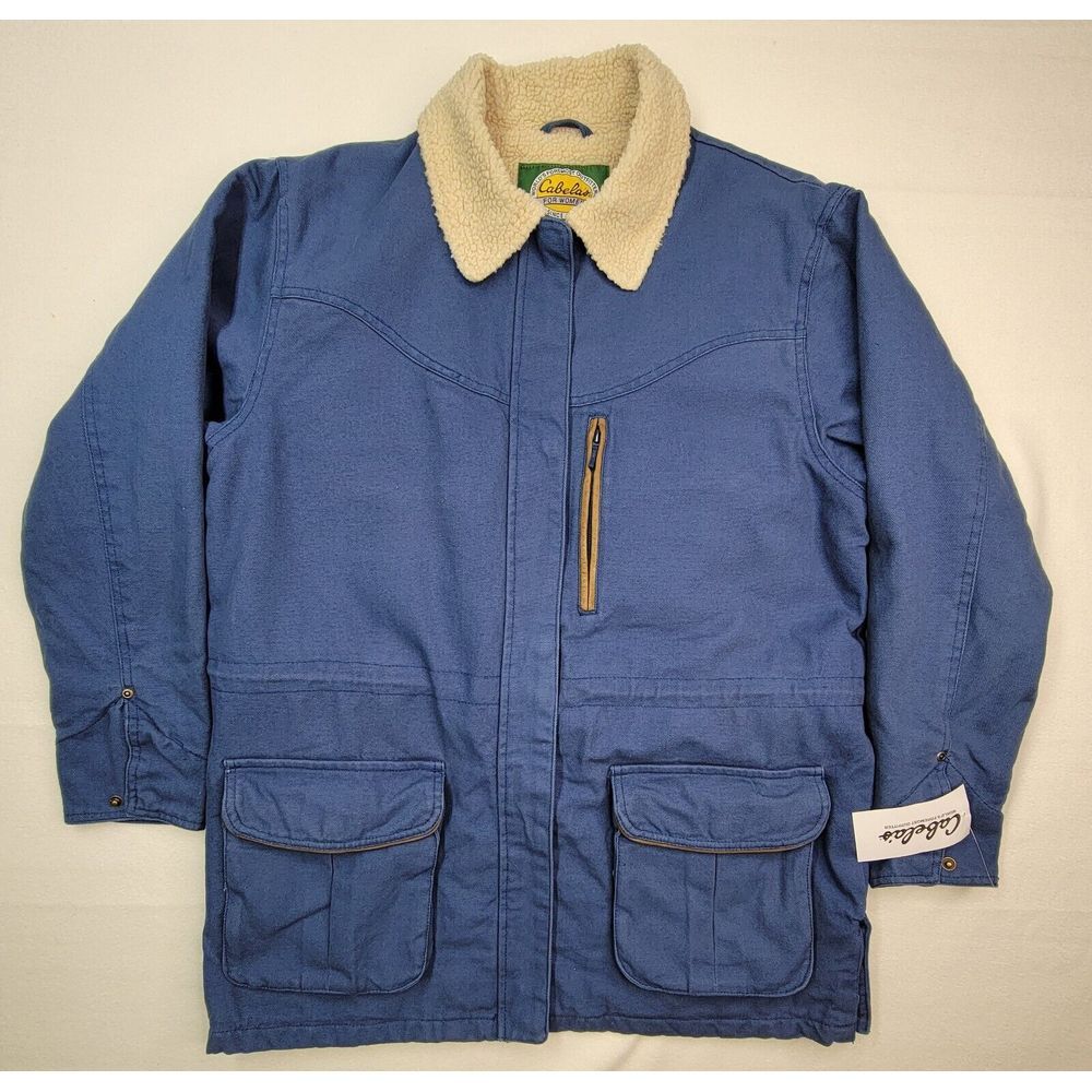 Vintage Cabelas Jacket Women L Slate Cotton Duck Heavy Full Zip Work Chore‎ Coat